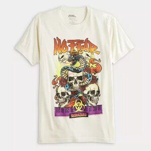 Men's No Fear Skulls, Snakes & Flames Oversized Graphic Tee, Size: S